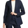 Oxford Ebony Wool Stretch Suit Jacket In Blue