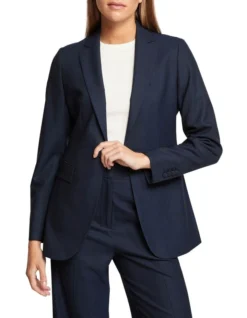 Oxford Ebony Wool Stretch Suit Jacket In Blue