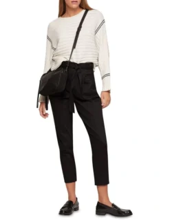 Oxford Sloane Stretch Cotton Paperbag Pants In Black