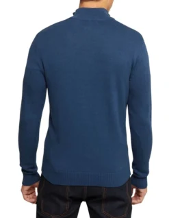 Oxford Robert Zip Neck Knit Pullover In Blue -Myer Fashion Store 986194810 3 1 720x928