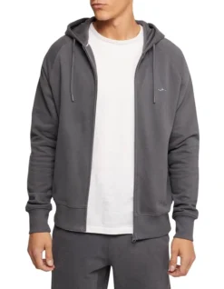 Oxford Lukas Zip Up Hoodie In Grey