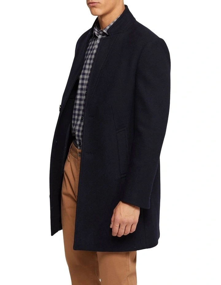 Oxford Austin Wool Rich Overcoat In Blue 4 Oxford Austin Wool Rich Overcoat In Blue - Image 2