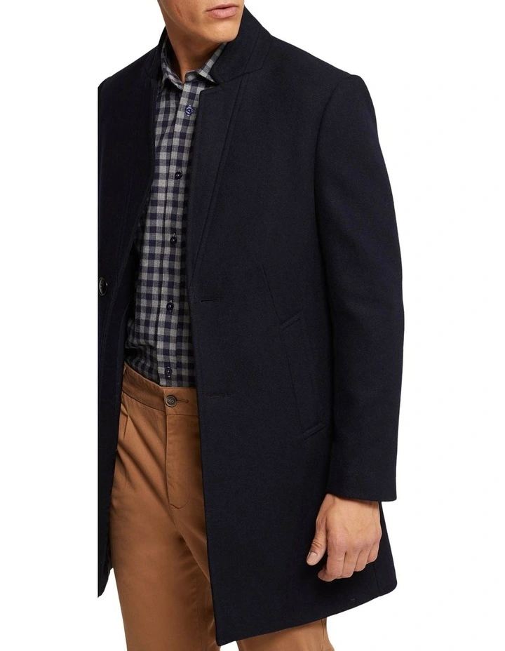 Oxford Austin Wool Rich Overcoat In Blue 6 Oxford Austin Wool Rich Overcoat In Blue - Image 4