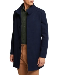 Oxford Dunbar Checked Wool Rich Overcoat In Blue -Myer Fashion Store 986204080 3 720x928