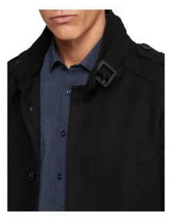Oxford Roger Wool Rich Overcoat In Black -Myer Fashion Store 986204170 4 720x928