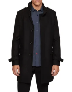 Oxford Roger Wool Rich Overcoat In Black -Myer Fashion Store 986204170 5 720x928