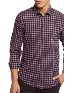 Oxford Stratton Slim Fit Check Shirt In Purple -Myer Fashion Store 986205430 4 720x928