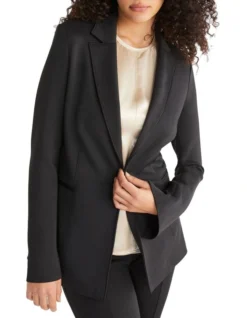 Calvin Klein Technical Knit Long Blazer In Black -Myer Fashion Store 986428990 4 720x928