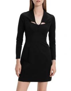 Sliced Front Mini Dress In Black -Myer Fashion Store 986538700 3 720x928