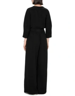 Washed Crepe Elastic Waist Pant In Black -Myer Fashion Store 986550490 2 720x928