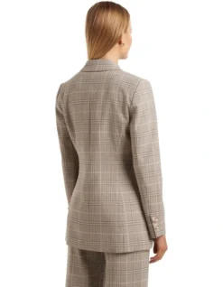 Forever New Fiona Check Double Breasted Blazer In Brown -Myer Fashion Store 986710870 2 720x928