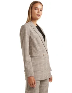 Forever New Fiona Check Double Breasted Blazer In Brown -Myer Fashion Store 986710870 3 720x928