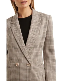 Forever New Fiona Check Double Breasted Blazer In Brown -Myer Fashion Store 986710870 4 720x928