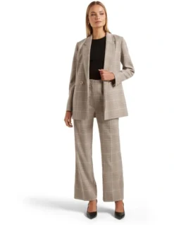 Forever New Fiona Check Double Breasted Blazer In Brown -Myer Fashion Store 986710870 5 720x928