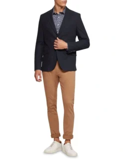 Oxford Blake Cotton Stretch Blazer In Navy