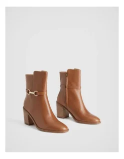 Snaffle Leather 75mm Heeled Boot In Cinnamon -Myer Fashion Store 987607630 3 720x928