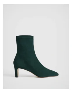 Suede 65mm Heel Bootie In Teal Green