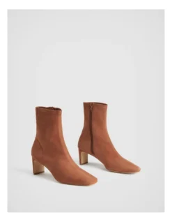 Suede 65mm Heel Bootie In Cinnamon 9 Suede 65mm Heel Bootie In Cinnamon -Myer Fashion Store 987608350 3 720x928
