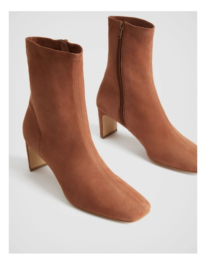 Suede 65mm Heel Bootie In Cinnamon 6 Suede 65mm Heel Bootie In Cinnamon - Image 4