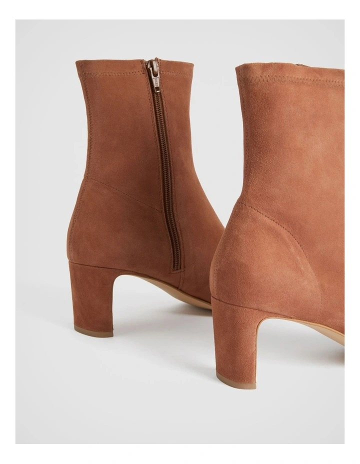 Suede 65mm Heel Bootie In Cinnamon 7 Suede 65mm Heel Bootie In Cinnamon - Image 5