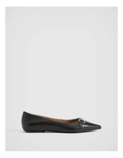 Snaffle Leather Pointed Flat In Black