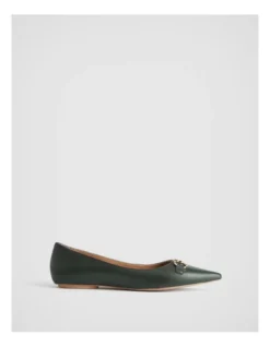 Snaffle Leather Pointed Flat In Teal Green