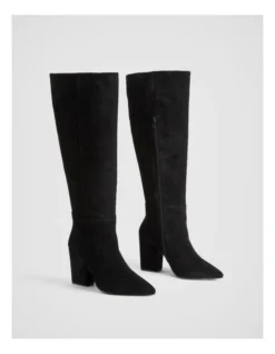 Suede Knee High 90mm Heeled Boot In Black -Myer Fashion Store 987609070 3 720x928