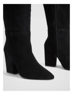 Suede Knee High 90mm Heeled Boot In Black -Myer Fashion Store 987609070 4 720x928