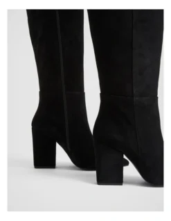 Suede Knee High 90mm Heeled Boot In Black -Myer Fashion Store 987609070 5 720x928