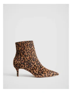 Textured 65mm Heeled Boot In Ocelot Print