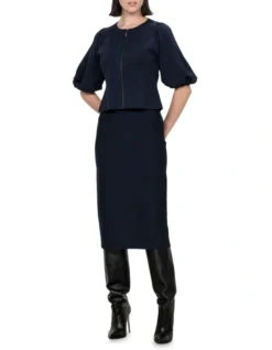 Blouson Sleeve Milano Jacket In Blue