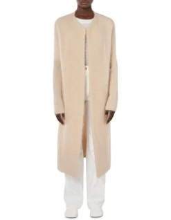 Mohair Longline Cardigan In Beige