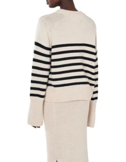 Merino Wool Striped Sweater In Cream Multi 7 Merino Wool Striped Sweater In Cream Multi -Myer Fashion Store 988500880 3 720x928