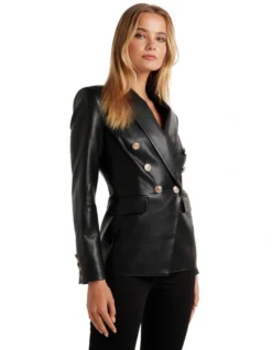 Forever New Zara Polyurethane Blazer In Black -Myer Fashion Store 988809760 3 720x928