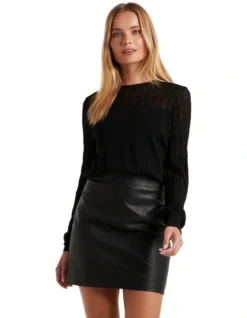 Forever New Heidi Pointelle Knit Jumper In Black