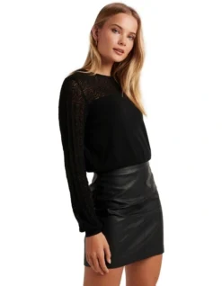 Forever New Heidi Pointelle Knit Jumper In Black -Myer Fashion Store 988812550 3 720x928