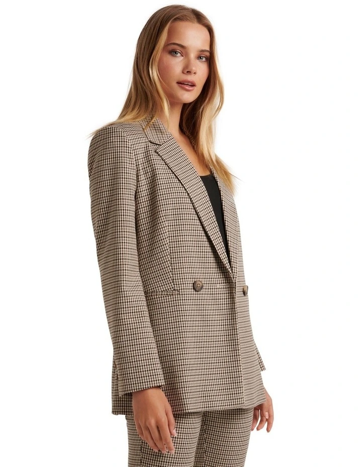 Forever New Melissa Check Double-Breasted Blazer In Brown Multi 5 Forever New Melissa Check Double-Breasted Blazer In Brown Multi - Image 3