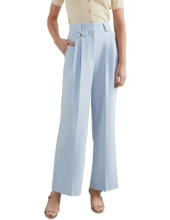 French Connection Tailored Twill Wide Leg Pant In Blue