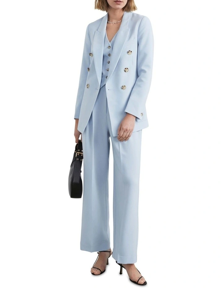 French Connection Tailored Twill Wide Leg Pant In Blue 6 French Connection Tailored Twill Wide Leg Pant In Blue - Image 4