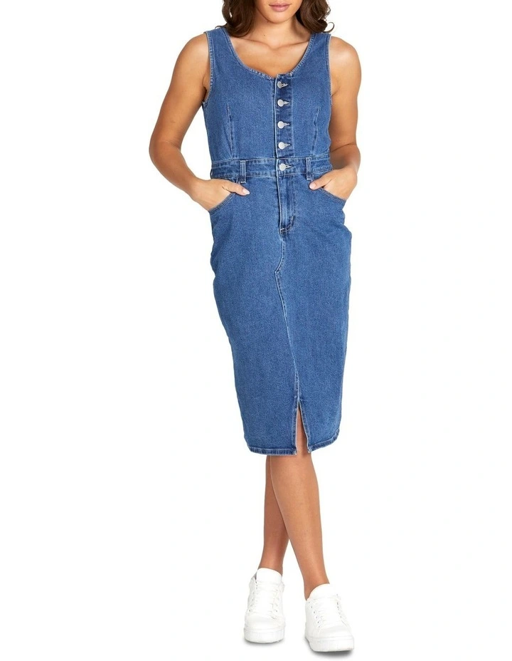 Marcia Denim Pinafore In Blue 3 Marcia Denim Pinafore In Blue