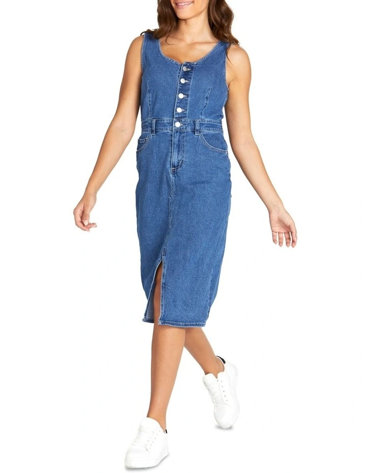 Marcia Denim Pinafore In Blue 4 Marcia Denim Pinafore In Blue - Image 2