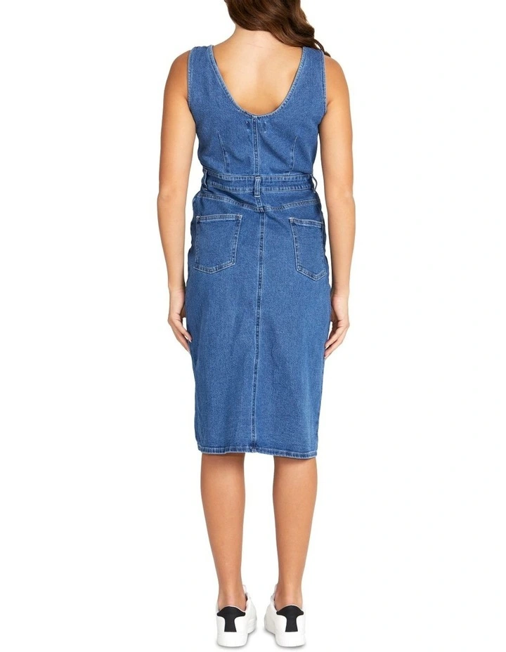 Marcia Denim Pinafore In Blue 6 Marcia Denim Pinafore In Blue - Image 4