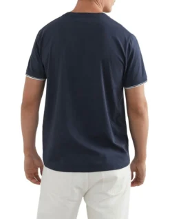 French Connection Tipped T-Shirt In Navy -Myer Fashion Store 990485290 3 720x928