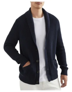 French Connection Shawl Collar Cardigan In Navy