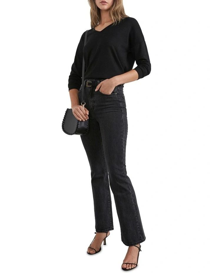 French Connection Soft V Neck Long Sleeve T Shirt In Black 4 French Connection Soft V Neck Long Sleeve T Shirt In Black - Image 2