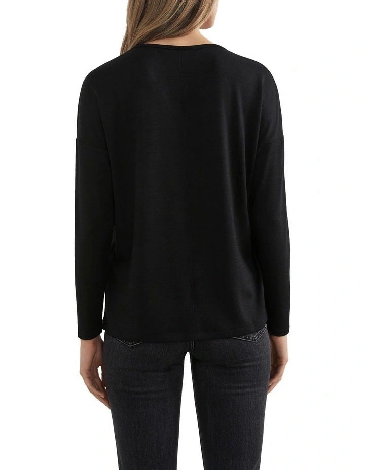 French Connection Soft V Neck Long Sleeve T Shirt In Black 5 French Connection Soft V Neck Long Sleeve T Shirt In Black - Image 3