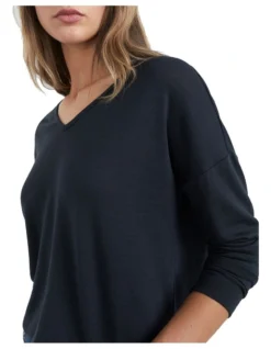 French Connection Soft V Neck Long Sleeve T Shirt In Blue -Myer Fashion Store 990521560 990511750 4 720x928