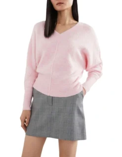 French Connection Lofty V Neck Knit In Pink