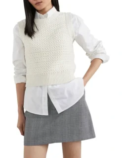 French Connection Stitch Detail Vest In Cream