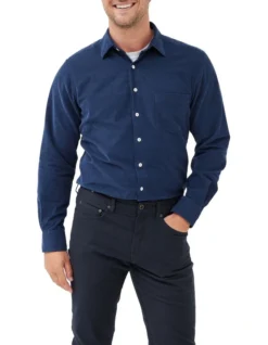 Coal Stream Long Sleeve Sports Fit Shirt In Blue